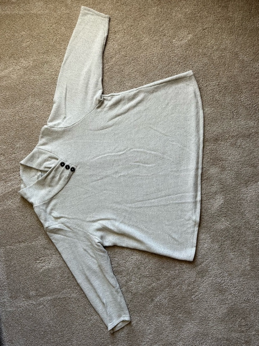 Coldwater Creek White/Gray Lightweight Sweater with Button Detail